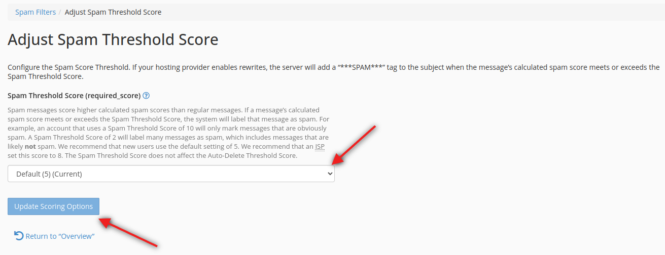 Setting Spam Threshold